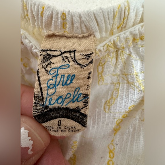 Free People "Dreamer" Yellow Ribbon Cotton Sundress Size 0 - Picture 4 of 11